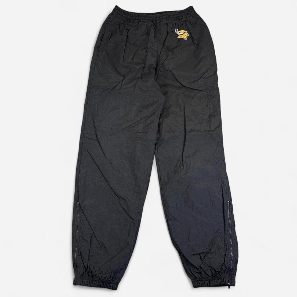 Champion Minnesota Vikings Nylon Track Pants Men’s L Black Mesh Lined Zip Ankles